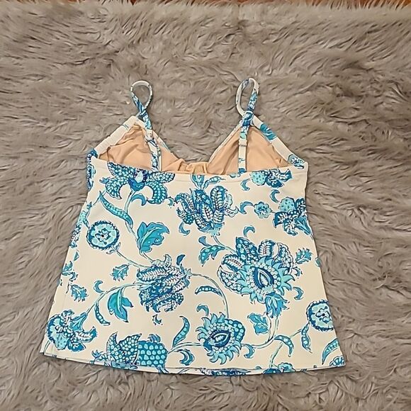 Lands end womens white‎ and teal floral underwire tankini swimsuit top size 6 - Picture 3 of 5